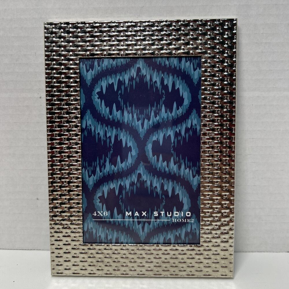 Silvertone Woven Picture Frame Max Studio 4x6" Photo 7.5x 5.5" Basketweave